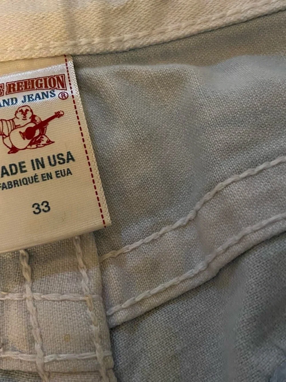 True Religion Jeans Blue White Fade Size 33